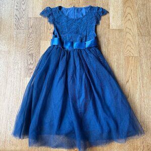 Toddler Blue Lace Flower Girl Dress Size 90 (18-24 months)